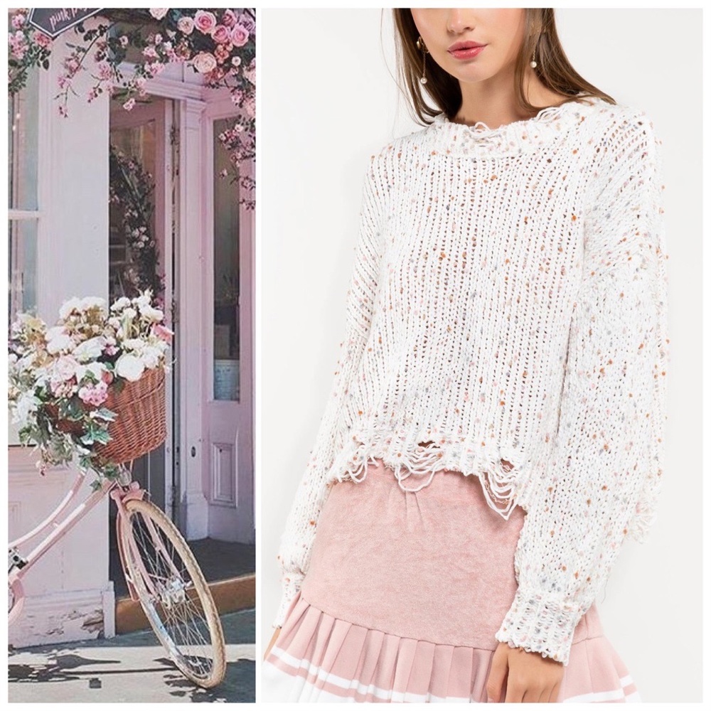 POL Winter's Favorite Confetti Distressed Sweater - Picture 5 of 11